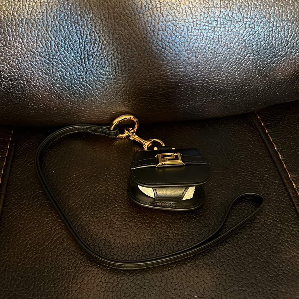 Versace unisex Greca goddess logo monogram leather AirPods Pro lanyard case NEW - Picture 10 of 11